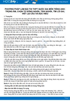 Phương pháp làm bài thi THPT Quốc Gia Môn Tiếng Anh trọng âm, chọn từ đồng nghĩa, trái nghĩa, tìm lỗi sai, viết lại câu và đọc hiểu