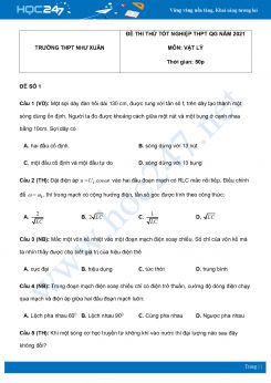 Bộ 5 đề thi thử THPT QG năm 2021 môn Vật Lý có đáp án Trường THPT Như Xuân