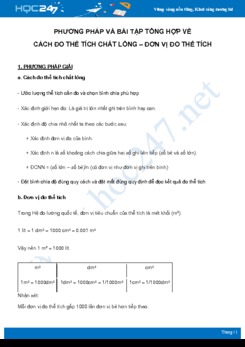 Phương pháp và bài tập tổng hợp về Cách đo thể tích chất lỏng – Đơn vị đo thể tích môn Vật Lý 6