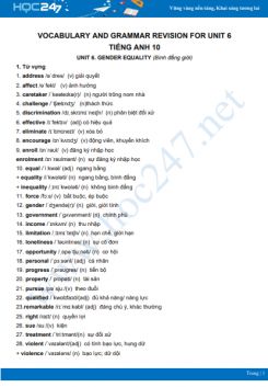 Vocabulary and Grammar Revision for Unit 6 Tiếng Anh 10