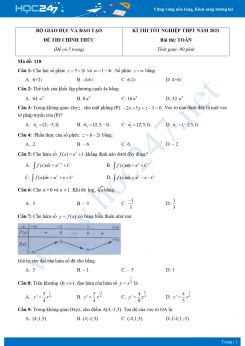 Đề và đáp án tham khảo môn Toán thi tốt nghiệp THPT QG năm 2021- Mã đề 118