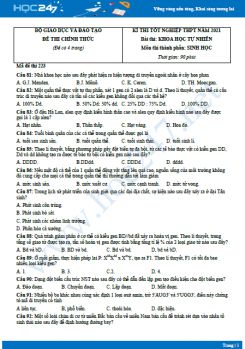 Đề và đáp án tham khảo đề thi tốt nghiệp THPT môn Sinh năm 2021 - Mã đề 223