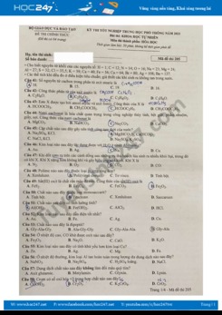 Đề và đáp án tham khảo đề thi tốt nghiệp THPT môn Hóa năm 2021 - Mã đề 205