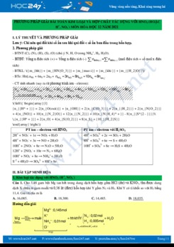 Bài toán kim loại và hợp chất tác dụng với HNO3 môn Hóa học 12 năm 2021