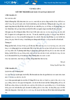 Viết thư thăm hỏi khi nghe tin quê bạn bị bão lũ - Văn mẫu lớp 4