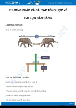 Phương pháp và bài tập tổng hợp về Hai lực cân bằng môn Vật Lý 6 năm 2021