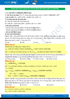 Dạng bài toán về pH của dung dịch môn Hóa học 11 năm 2021