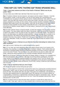Tổng hợp các topic thường gặp trong Speaking Skill