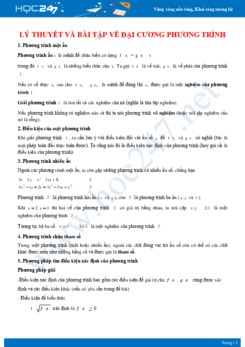 Lý thuyết và bài tập về đại cương phương trình