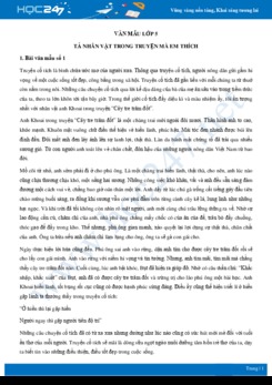 Tả nhân vật trong truyện mà em thích - Văn mẫu lớp 5