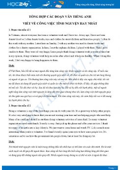 Tổng hợp các đoạn văn Tiếng Anh viết về công việc tình nguyện hay nhất