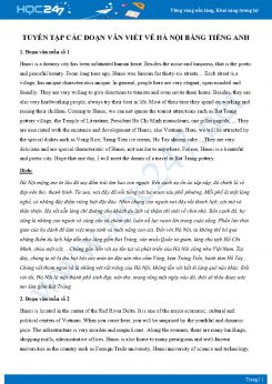 Tuyển tập các đoạn văn viết về Hà Nội bằng Tiếng Anh