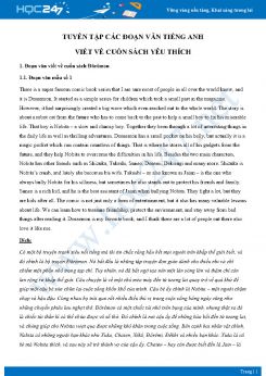 Tuyển tập các đoạn văn Tiếng Anh viết về cuốn sách yêu thích