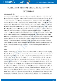 Các đoạn văn Tiếng Anh miêu tả áo dài Việt Nam tuyển chọn