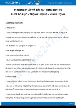 Phương pháp và bài tập tổng hợp về Phép đo lực – Trọng lượng – Khối lượng của vật môn Vật Lý 6