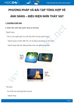 Phương pháp và bài tập tổng hợp về Ánh sáng – Điều kiện nhìn thấy vật môn Vật Lý 7