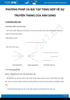 Phương pháp và bài tập tổng hợp về Sự truyền thẳng của ánh sáng môn Vật Lý 7