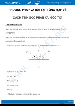 Phương pháp và bài tập tổng hợp về Cách tính góc phản xạ, góc tới môn Vật Lý 7