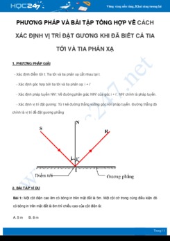 Phương pháp và bài tập tổng hợp về Cách xác định vị trí đặt gương khi đã biết cả tia tới và tia phản xạ môn Vật Lý 7