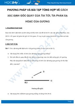 Phương pháp và bài tập tổng hợp về Cách xác định góc quay của tia tới, tia phản xạ hoặc của gương môn Vật Lý 7