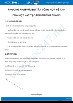 Phương pháp và bài tập tổng hợp về Ảnh của một vật tạo bởi gương phẳng môn Vật Lý 7 năm 2021