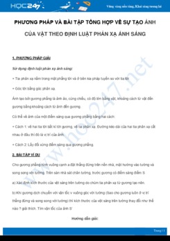 Phương pháp và bài tập tổng hợp về Sự tạo ảnh của vật theo Định luật Phản xạ ánh sáng môn Vật Lý 7