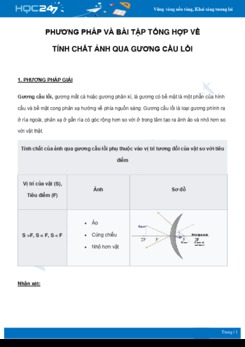 Phương pháp và bài tập tổng hợp về Tính chất ảnh qua Gương cầu lồi môn Vật Lý 7 năm 2021