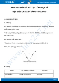 Phương pháp và bài tập tổng hợp về Đặc điểm của ánh sáng và gương môn Vật Lý 7 năm 2021