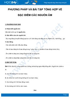 Phương pháp và bài tập tổng hợp về Đặc điểm các nguồn âm môn Vật Lý 7 năm 2021