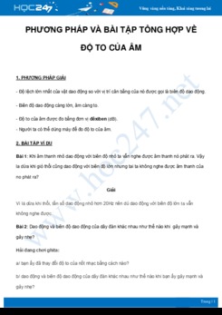 Phương pháp và bài tập tổng hợp về Độ to của âm môn Vật Lý 7 năm 2021
