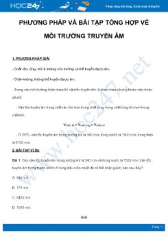 Phương pháp và bài tập tổng hợp về Môi trường truyền âm môn Vật Lý 7 năm 2021
