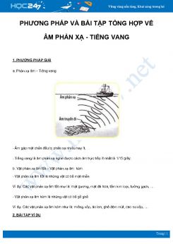Phương pháp và bài tập tổng hợp về Âm phản xạ - Tiếng vang môn Vật Lý 7 năm 2021