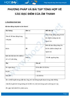 Phương pháp và bài tập tổng hợp về Các đặc điểm của âm thanh môn Vật Lý 7 năm 2021