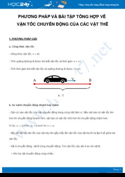 Phương pháp và bài tập tổng hợp về Vận tốc chuyển động của các vật thể môn Vật Lý 8
