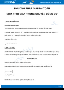 Phương pháp giải bài toán Chia thời gian trong chuyển động cơ môn Vật Lý 8 năm 2021