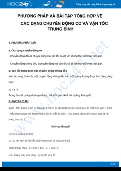 Phương pháp và bài tập tổng hợp về Các dạng chuyển động cơ và vận tốc trung bình môn Vật Lý 8