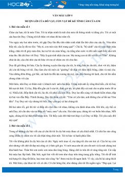 Mượn lời của đồ vật, con vật để kể tình cảm của em - Văn mẫu lớp 5