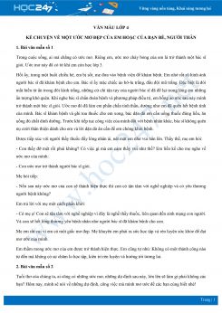 Kể chuyện về một ước mơ đẹp của em hoặc của bạn bè, người thân - Văn mẫu lớp 4