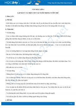 Lập dàn ý tả một con vật nuôi trong vườn thú - Văn mẫu lớp 4