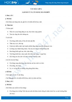 Lập dàn ý tả cây bàng mà em biết - Văn mẫu lớp 4