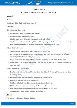 Lập dàn ý cho bài văn miêu tả cây bưởi - Văn mẫu lớp 4