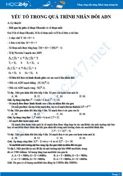 Phương pháp giải nhanh Xác định một số yếu tố tham gia vào quá trình nhân đôi ADN Sinh 12