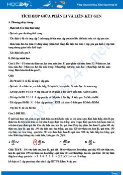 Phương pháp giải dạng Tích hợp giữa phân li và liên kết gen Sinh 12