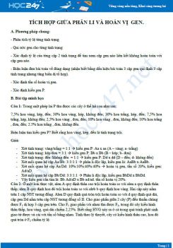 Phương pháp giải dạng Tích hợp giữa hoán vị gen và phân li Sinh học 12