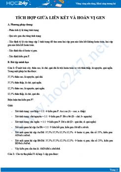 Luyện tập Dạng toán tích hợp giữa liên kết và hoán vị gen Sinh 12