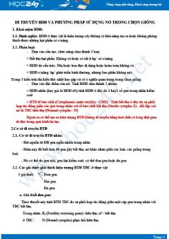 Lý thuyết ôn tập sử dụng phương pháp BDĐ trong chọn giống Sinh 12