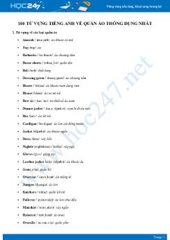 100 từ vựng Tiếng Anh về quần áo thông dụng nhất