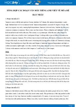 Tổng hợp các đoạn văn mẫu Tiếng Anh viết về mùa hè hay nhất