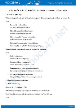 Cấu trúc và cách dùng Without trong Tiếng Anh