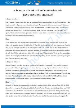 Các đoạn văn viết về thời gian rảnh rỗi bằng Tiếng Anh chọn lọc